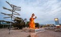 Border Village - a giant kangaroo holding Vegemite welcomes travelers at the border of Western Australia and South Australia