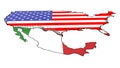 Border Wall Beween America and Mexico 3d Illustration