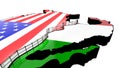 Border Wall Beween America and Mexico 3d Illustration