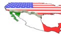 Border Wall Beween America and Mexico 3d Illustration