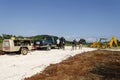 Workmen On Road Construction Site At New Subdivision In Jamaica