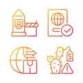 Borders control measures gradient linear vector icons set