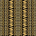 Borders. Gold chains and zippers border seamless pattern. Striped ornamental textured vector background. Repeat decorative