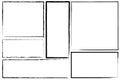 Borders of rectangle frames. Square brush drawn vector. Set of hand drawn frames