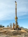 Bore pile rig machine at the construction site on blue sky background