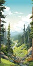 Boreal Forest In Rocky Mountains: A Stunning Landscape Inspired By Becky Cloonan Royalty Free Stock Photo