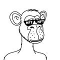 Bored ape in sunglasses NFT isolated on white background. Non fungible token blockchain monkey vector illustration
