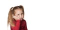 Bored baby girl portrait isolated over white background