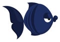 Bored blue fish,illustration,vector