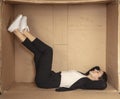 Bored business woman surrounds a strange way in her office Royalty Free Stock Photo