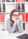 Bored business woman working in office Royalty Free Stock Photo