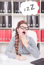 Bored business woman yawning. Overwork concept Royalty Free Stock Photo