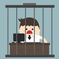 Bored businessman, Working in birdcage, sad businessman Royalty Free Stock Photo