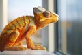 Chameleon Looking at the Window, Generative AI Royalty Free Stock Photo