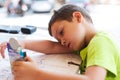 Bored child waiting for meal Royalty Free Stock Photo