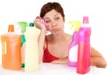 Bored cleaning woman portrait Royalty Free Stock Photo