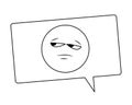 Bored emoticon in bubble in black and white Royalty Free Stock Photo