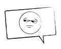 Bored emoticon in bubble sketch Royalty Free Stock Photo