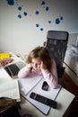 Bored Girl In Bedroom Using Laptop Royalty Free Stock Photo