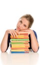 Bored girl with books Royalty Free Stock Photo