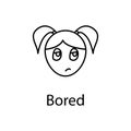 bored girl face icon. Element of emotions for mobile concept and web apps illustration. Thin line icon for website design and deve
