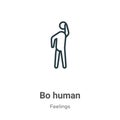 Bored human outline vector icon. Thin line black bored human icon, flat vector simple element illustration from editable feelings