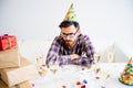 Bored man at party Royalty Free Stock Photo