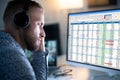 Bored Man Sleeping At Work At Night Royalty Free Stock Photo