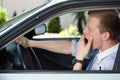 Bored man waiting in traffic jam Royalty Free Stock Photo