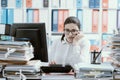 Bored office worker sitting at desk Royalty Free Stock Photo