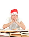Bored Student in Santas Hat Royalty Free Stock Photo