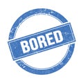 BORED text on blue grungy round stamp