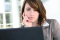 Bored Woman on Laptop Computer Royalty Free Stock Photo