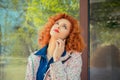 Bored woman at phone Royalty Free Stock Photo