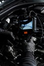 Borescope inspection of engine components for accurate diagnostics. Royalty Free Stock Photo