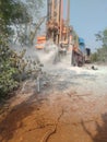 Borewell drilling in dry land for water