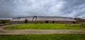 Borg - June 15, 2018: Replica of the Longhouse in the Lofotr Viking Museum at the town of Borg in the Lofoten Islands, Norway Royalty Free Stock Photo