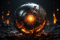 Borg sphere in space, cinematic, minimal, industrial