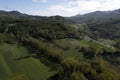 Borghetto di Borbera Pemonte Italy Village aerial View Panorama farmed fields