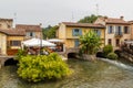 Restaurants in the medieval town of Borghetto, Italy Royalty Free Stock Photo