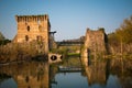 Borghetto sul Mincio, ruins of the medieval bridge. Veneto, Ital Royalty Free Stock Photo