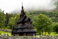 Borgund stave church stavkyrkje in Norway in cloudy weather Royalty Free Stock Photo