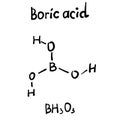 Boric Acid Molecule Formula Hand Drawn Imitation Royalty Free Stock Photo
