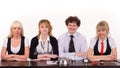 Boring business team sit together at office Royalty Free Stock Photo