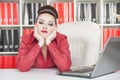 Boring business woman working at office Royalty Free Stock Photo