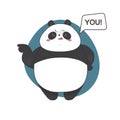 Boring cute angry panda cartoon style. Vector hand drawn illustration.