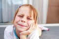 Boring freckly girl Royalty Free Stock Photo
