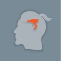 Boring headache.Headache icon. Abstract minimal illustration of young man with red drill in his head suffers from headache. Design Royalty Free Stock Photo