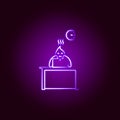 Boring office time and office man line icon in neon style. Element of office life illustration. Signs and symbols collection icon