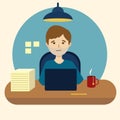 Boring office work cartoon vector illustration